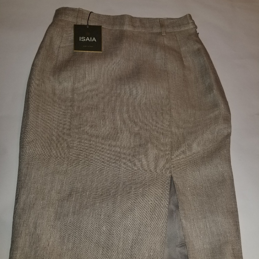 Isaia Light Grey Linen Pencil Skirt Size 42